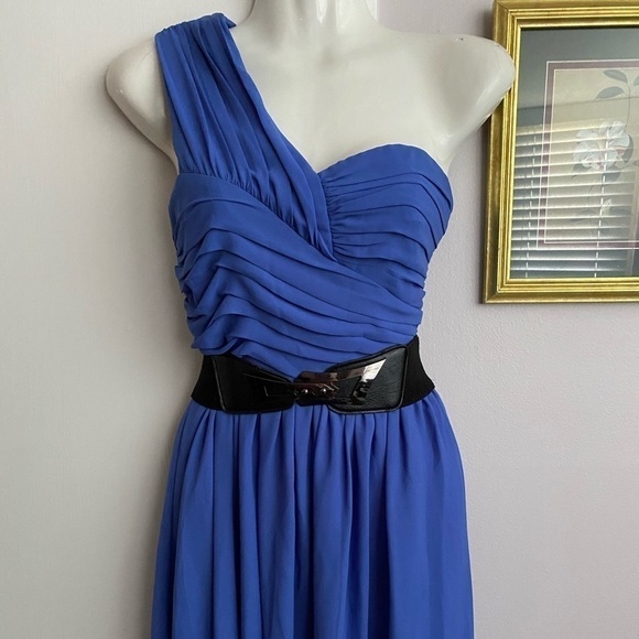 NWT Express Royal Blue One Shoulder Mini Dress – Size 2, Chic & Flirty! - Picture 2 of 7